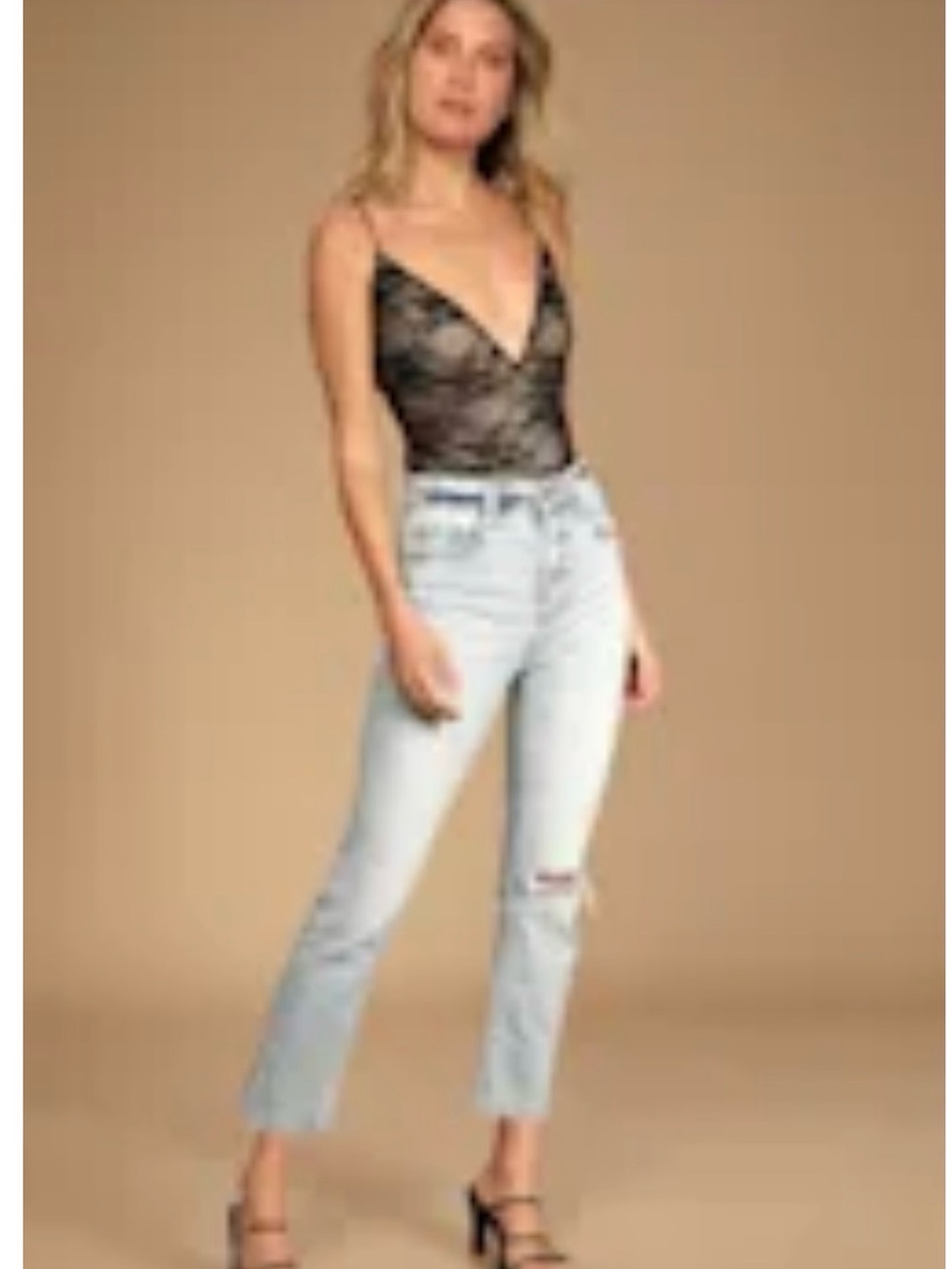 DAZE Denim Shy Girl Light Blue High Waisted Flare Jeans